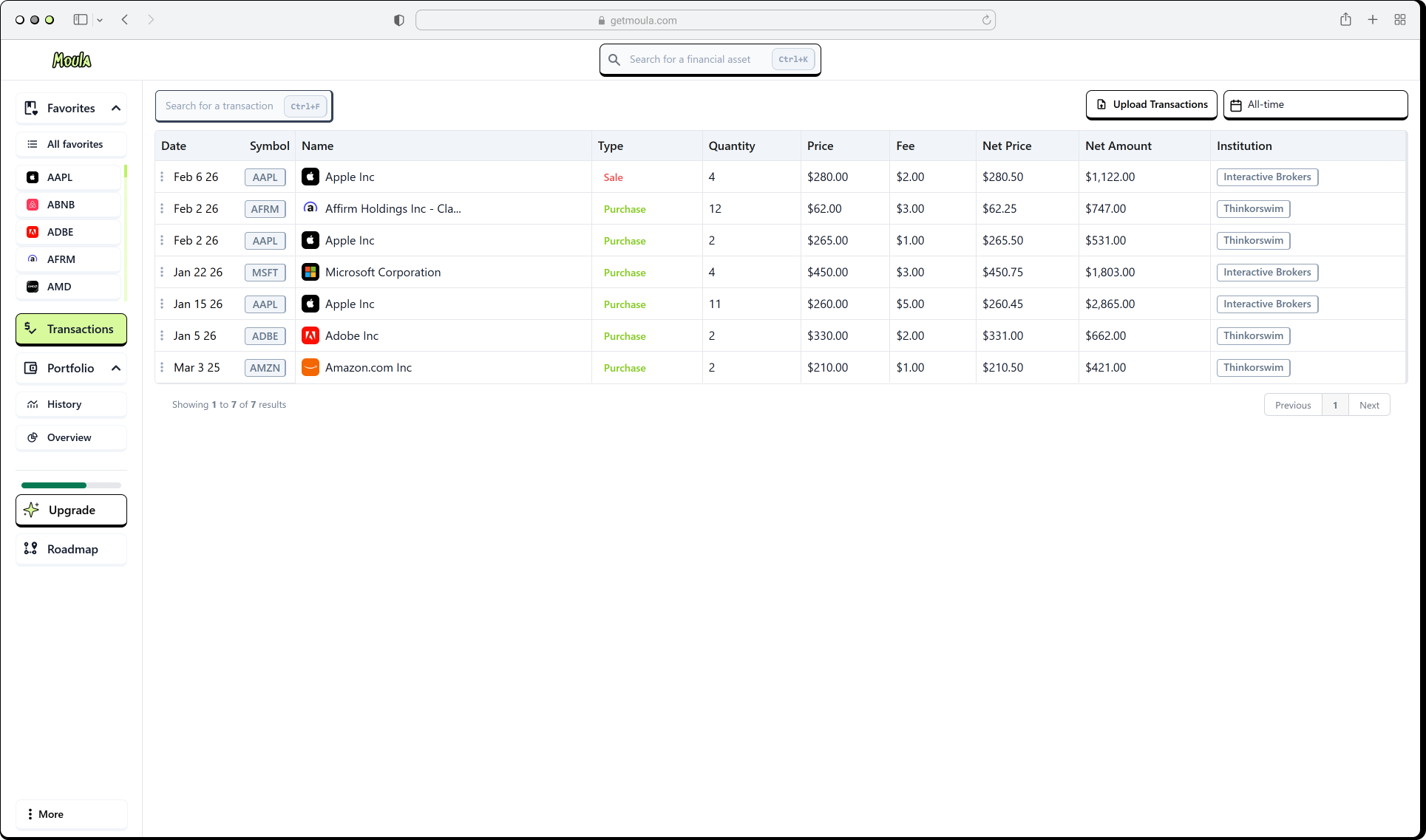 Moula app screenshot